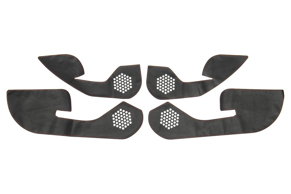 OLM Carbon Look Kick Guard Protection Set with Red Stitching (Non HK Equipped) - 2015-2021 Subaru STI