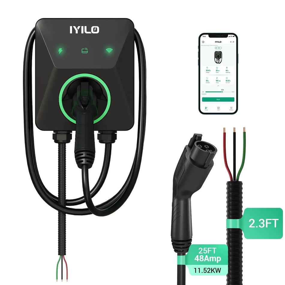 IYILO Level 2 Charger J1772 Wall-mounted Hardwired - 48A