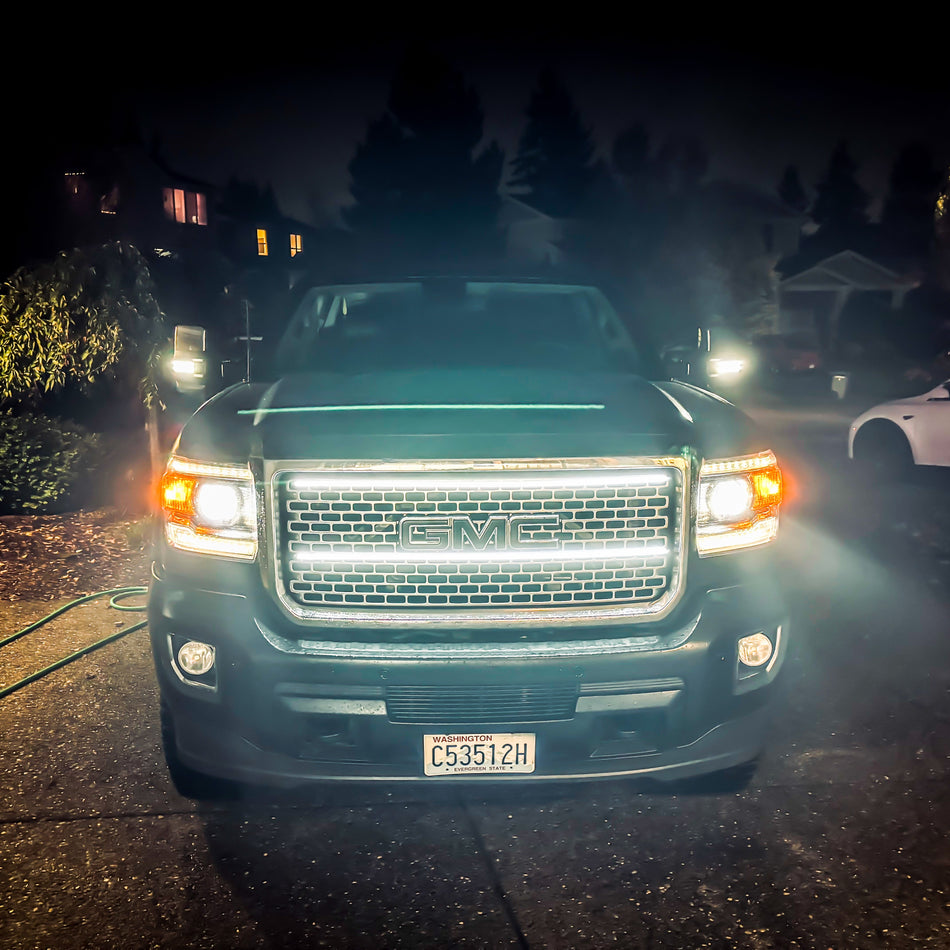 2015-2017 GMC Sierra 2500/3500 Denali LED Grille Light Kit – IP67 Waterproof, Plug-and-Play Ready Install