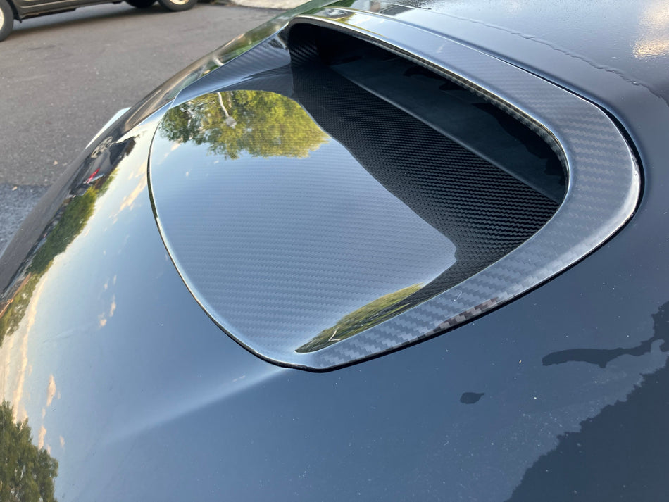 OLM LE Dry Carbon Fiber Hood Scoop Cover - 2010-2014 WRX / STI with Hood Scoop Cover