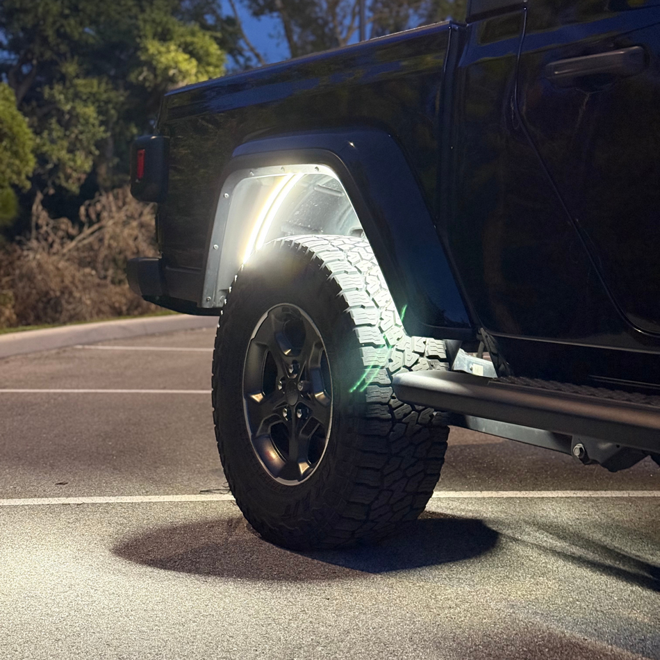2020-2025 Jeep Gladiator JT Fender-Well “Ghost” LED Light Kit – 4-Piece, T52 Aluminum, IP67
