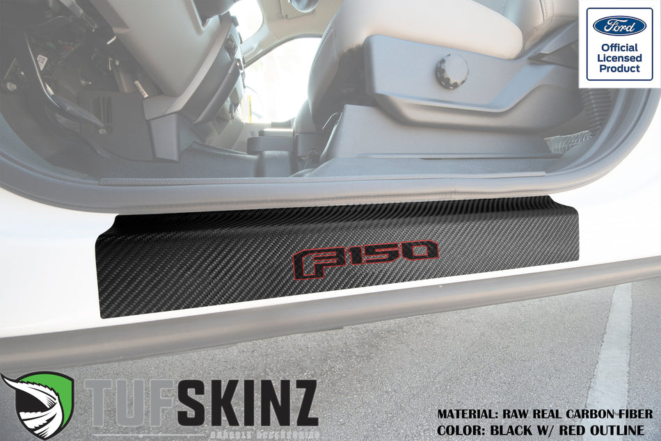 Door Sill Protection Overlays (Real Carbon Fiber) Fits 2015-2020 Ford F-150