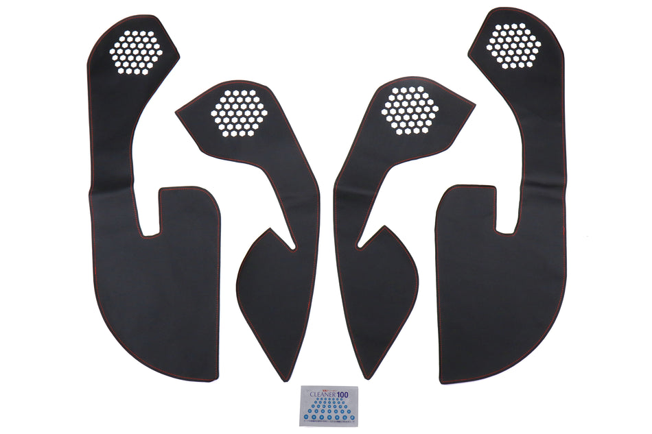 OLM Leather Look Kick Guard Protection Set with Red Stitching (Non HK Equipped) - 2015-2021 Subaru WRX / STI