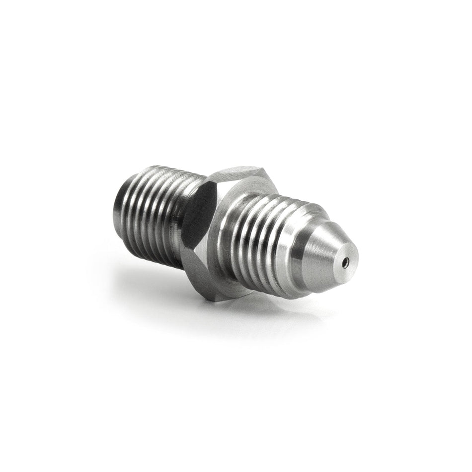 AN4 Male to 7/16" x 24 Male Straight Adapter with 1.0mm Restriction for Turbo Oil Feeds HEL Stainless Steel